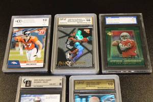 lot 30 image: Football Basketball & Racing Graded Card Lot  5 Cards