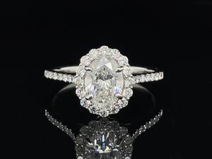 Gorgeous 1.65ctw Diamond Oval Flower Halo Estate Ring in 14k White Gold VIDEO