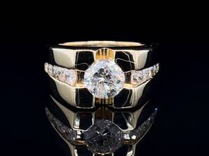 Extraordinary Gents 2.13 Carat Diamond Estate Ring in Heavy 14k Yellow Gold VIDEO
