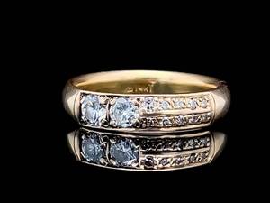 Asymmetrical Artistry Elegant Vintage 2-Stone Diamond Channel Ring in 14k Yellow Gold VIDEO