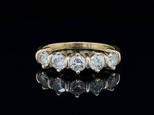 Gorgeous 1 Carat Diamond Shared Prong Anniversary Estate Ring in 14k Yellow Gold