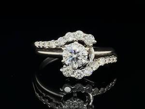 Stunning Sparkle 1.00 Carat Round Diamond Bypass Swirl Channel Ring in 14k White Gold VIDEO