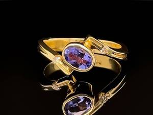 European Elegance Tanzanite & Diamond Geometry Bypass Estate Ring in 14k Yellow Gold VIDEO