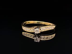 Dainty Dazzler Estate Petite 14 Carat Diamond Solitaire Curved Channel Ring in 14k Yellow Gold
