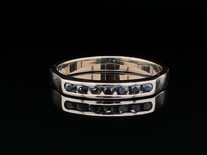 Versatile Beauty Natural Sapphire Channel Square Top Band in 14k White Gold