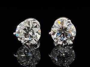 Impressive 4.08 Carat Round Diamond Martini Studs in 14k White Gold Estate VIDEO