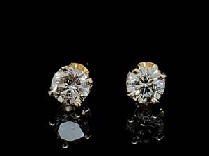 Classic 0.51ctw Round Brilliant cut Diamond Solitaire Stud Earrings in 14k White Gold Estate