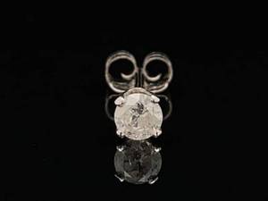 Dazzling Sparkle Single Round Brilliant Diamond Stud Earring in 14k White Gold Estate