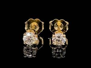 Classic Scintillation Estate 0.47ctw Round Diamond Solitaire Stud Earrings in 14k Gold