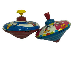 1970s Metal Tin Spinning Tops