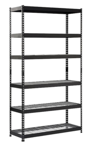 HUSKY 86 in. H x 48 in. W x 18 in. D Black Steel 6-Shelves Shelving Unit