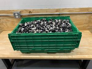 NDS- Plastic Tote Filled with 1.44 in. Black Polyethylene Swing Pipe Elbows