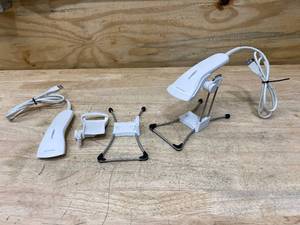 OPTICON Lot of 2-  OPR-2001Z Barcode Scanners with 1 Complete Stand and 1 Incomplete Stand