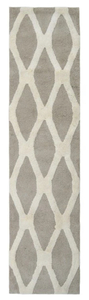 ALLEN  ROTH Barrbridge 2 x 8 Shag Stone Cameo Trellis Mid-century Modern Runner Rug