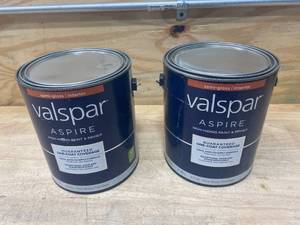 VALSPAR Lot of 2- ASPIRE INTERIOR SEMI-GLOSS PAINT AND PRIMER, PURE WHITE (1 gal each)