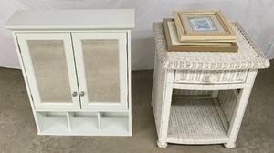 lot 17 image: White Bathroom Storage Set & Dcor