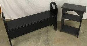 lot 18 image: Small Black Bench & Dark PurpleBlack Stand