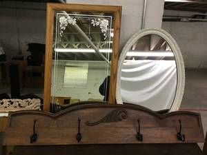 lot 34 image: 2 Mirrors and Antique Wall Rack