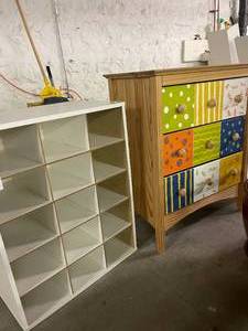 lot 19 image: Whimsical 3-Drawer Stand, Cube Storage & 2 Floating Shelves