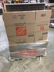 Pallet with assorted Home Depo moving boxes not used various sizes see pictures