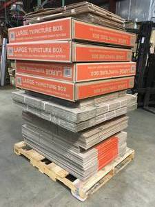 Pallet with assorted Home Depot moving Boxes various sizes review pictures