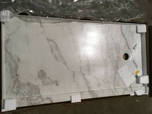 Flexstone  60 in. Single Threshold Shower Base with Right Hand Drain in Calacatta White not used see pictures