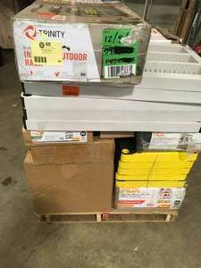 Pallet of assorted storage shelf unis various types models and conditions customer returns see pictures