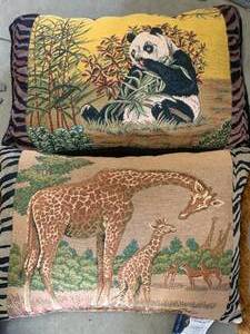 Vintage Panda & Giraffe Pillows