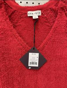 lot 26 image: AVA & VIV Womens Chenille Pullover Sweater red Size 0X
