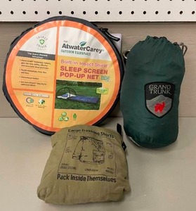 lot 64 image: Lot of Camping Supplies, Hammock, Sleep Tent and Hiking Shorts
