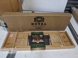 lot 97 image: Royal Craft Wood Bamboo Bathtub Caddy Tray