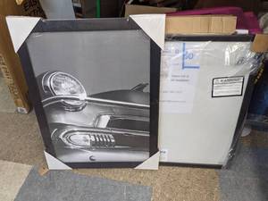 lot 100 image: Americanflat Framed Wall Art Print of Antique Car Front & ShapeZo Poster Frame