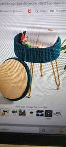 lot 118 image: Velvet Storage Ottoman Foot Rest