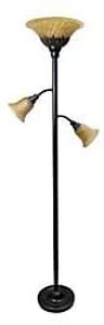 lot 44 image: 3 Light Metal Floor Lamp wGlass Shade