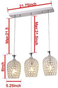 lot 116 image: FEEKENBU Modern 3 Light Crystal Pendant Light