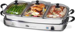 lot 75 image: Elite Gourmet Stainless Steel EWM-9933 Triple Deluxe Buffet Server