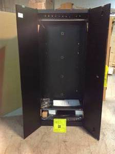 Regular Duty Welded 24-Gauge Steel Freestanding Garage Cabinet in Black (31 in. W x 75 in. H x 20 in. D) by Husky slight damage Customer Returns See Pictures