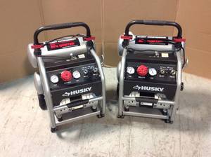 Lot of 2 4.5 Gal. Portable Electric-Powered Silent Air Compressor by Husky Customer Returns See Pictures