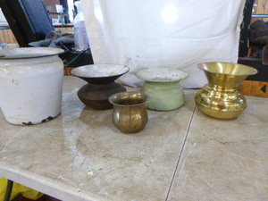 Vintage Metal Bucket and Spittoons