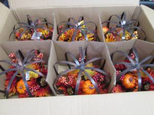 Case of 6- Metal Pumpkin Floral D...