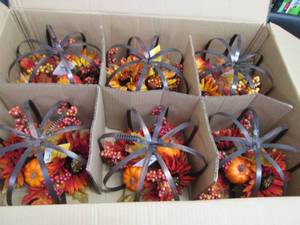 Case of 6- Metal Pumpkin Floral D...