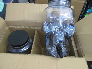 Lot of 2 Smoked Glass Skull Beverag...