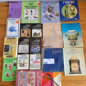 17 Books for Antique Collectors & Resellers-Majolica, Heisey by Imperial Glass Animals,Playtime Kitchen Items,Clocks,Willow China, American Folk Art & More