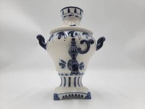 Beautiful Vintage Russian Gzhel Pottery Coffee Urn