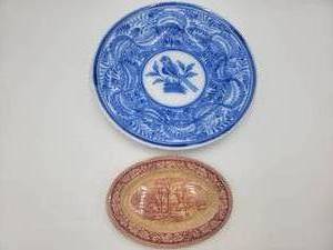 Lovely Rare Vintage Plates- Currier & Ives and Blue & White Bird Plate