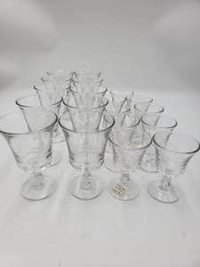 19 Century (Pressed) Fostoria Glasses 9 Wine, 10 Iced Tea Stem 2630