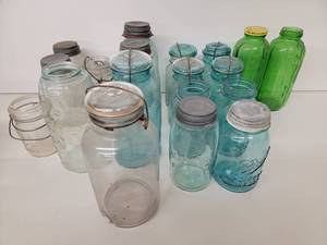 20 Antique and Vintage Mason Jars-Ball, Perfect Mason, Ball Ideal 1906, & Anchor Hocking