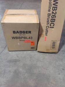 BADGER Outdoor tools  includes  Super-Duty 190 MPH 550 CFM 43 cc Gas Full Crank 2-Cycle Back Pack Leaf Blower and Weed Wacker in good condition see all pictures