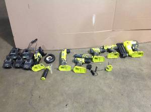 Lot of ryobi drills ands other small tools with 3 battaries, and 2 chargers