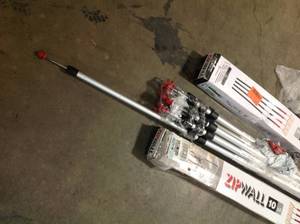 Lot of ZipWall ZP4 Contains - 10 ft. Steel Spring Loaded Poles ,Heads, Plates, Tethers, Grip Disks, Zippers open box customer returns review all pictures